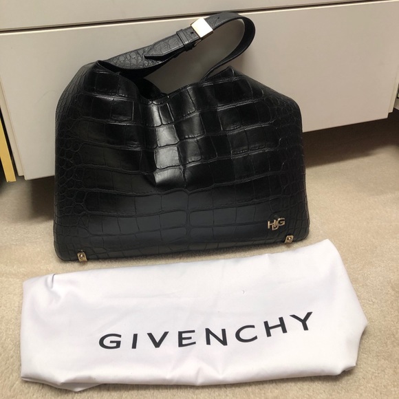 Givenchy Handbags - GIVENCHY CROC EMBOSSED LEATHER SMALL HOBO Givenchy Handbags - GIVENCHY CROC EMBOSSED LEATHER SMALL HOBO